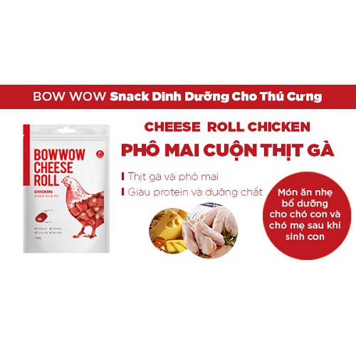 ​​​​​​​[CHÍNH HÃNG] SNACK PHÔ MAI CUỘN THỊT GÀ CHO CHÓ 120G