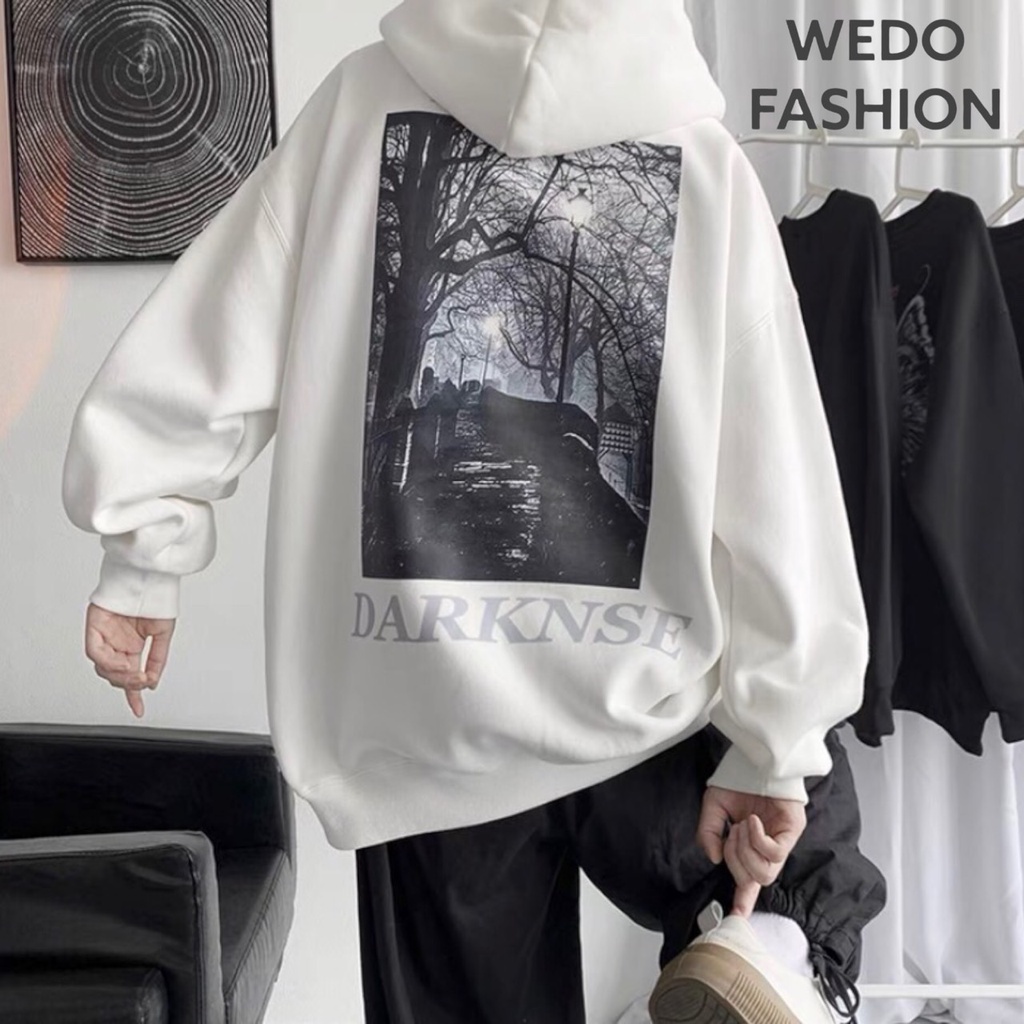 Áo hoodie nam nữ form rộng BLACK DARKNSE phối nón có túi, chất vải nỉ ngoại dày dặn, thiết kế sành điệu cá tính WEDO | BigBuy360 - bigbuy360.vn