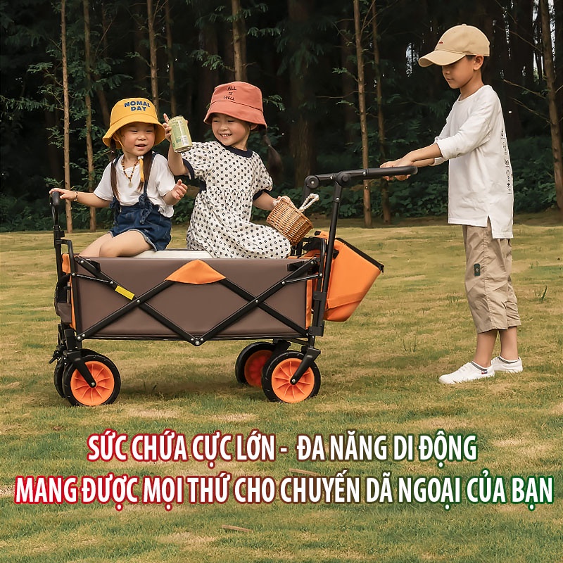 Xe Kéo Dã Ngoại Gấp Gọn - Xe Đẩy Chở Đồ Dã Ngoại Cắm Trại Du Lịch Thông Minh Tiện Dụng VT168