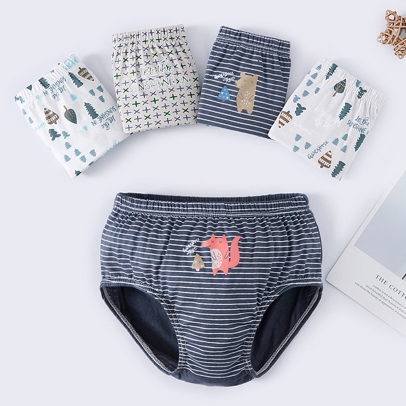 Bộ 5 Quần Lót 100% Cotton In Họa Tiết Hoạt Hình Cho Bé Trai 3-12 Tuổi