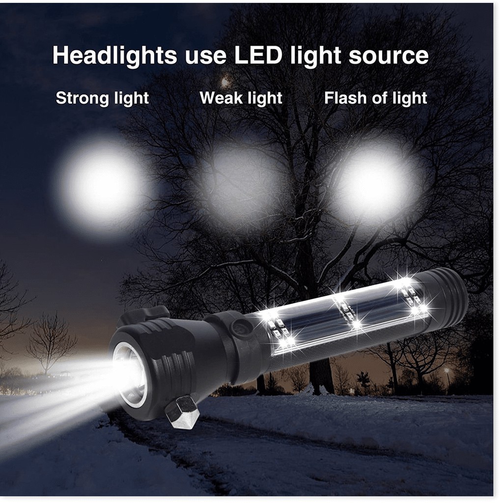 Đèn pin siêu sáng mini cầm tay - Đèn pin siêu sáng mini cầm tay đa năng T-03 chất liệu hợp kim có còi hú