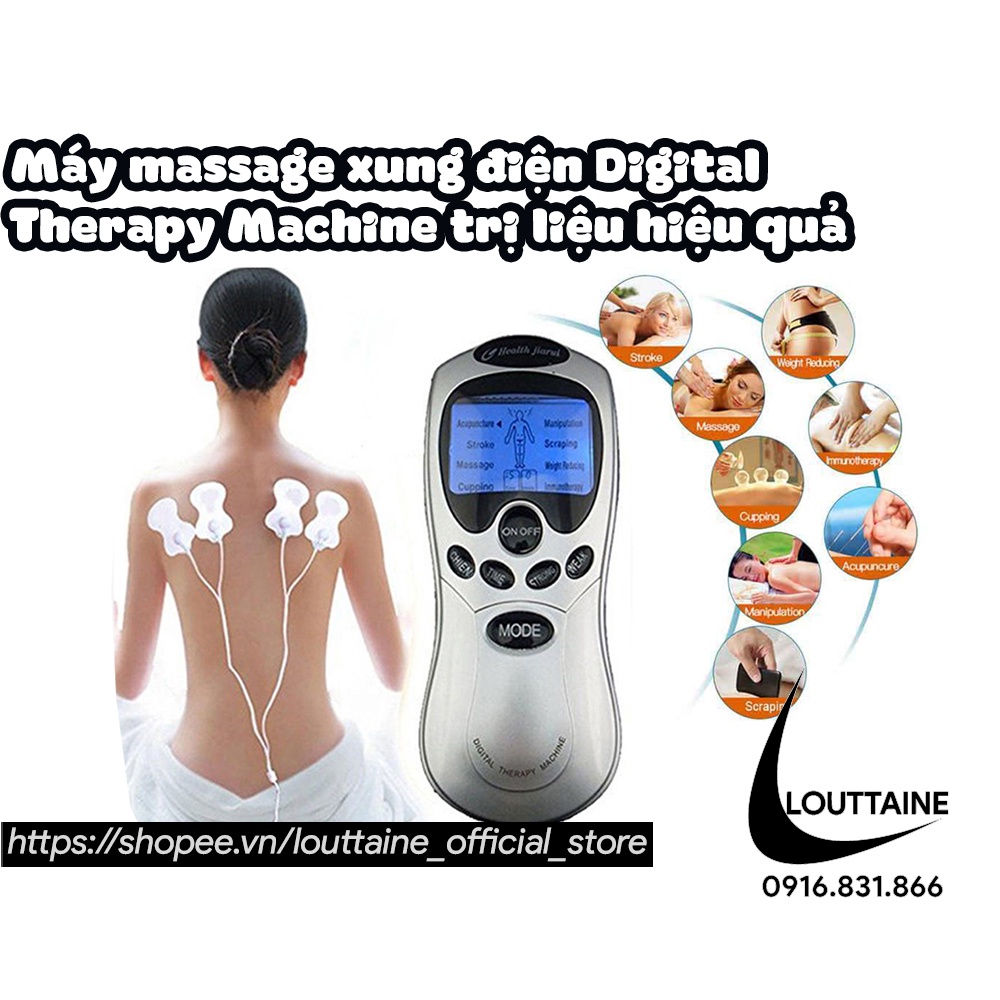 Máy massage xung điện Digital Therapy Machine SYK-208 kèm 4 miếng dán vật lý trị liệu mát xa châm cứu bấm huyệt cầm tay