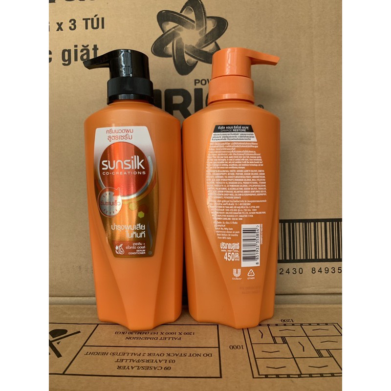 Dầu gội dầu xả SUNSILK THÁI LAN  dầu gội 450ml và dầu xả 425ml (mầu cam)