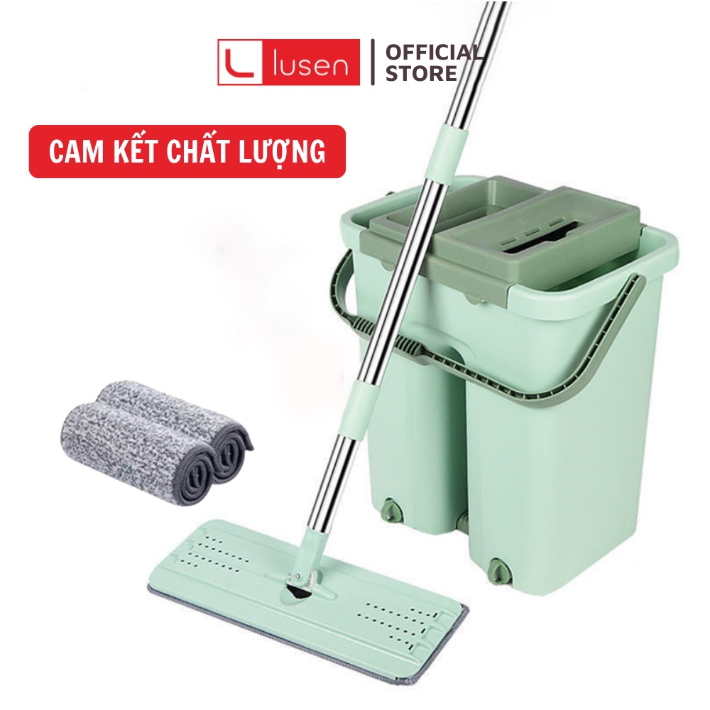 Chổi Lau Nhà - Cây Lau Nhà Thông Minh 2 Ngăn Tự Vắt – Xoay 360 độ thông minh kèm thùng vắt 2 ngăn size lớn cao cấp