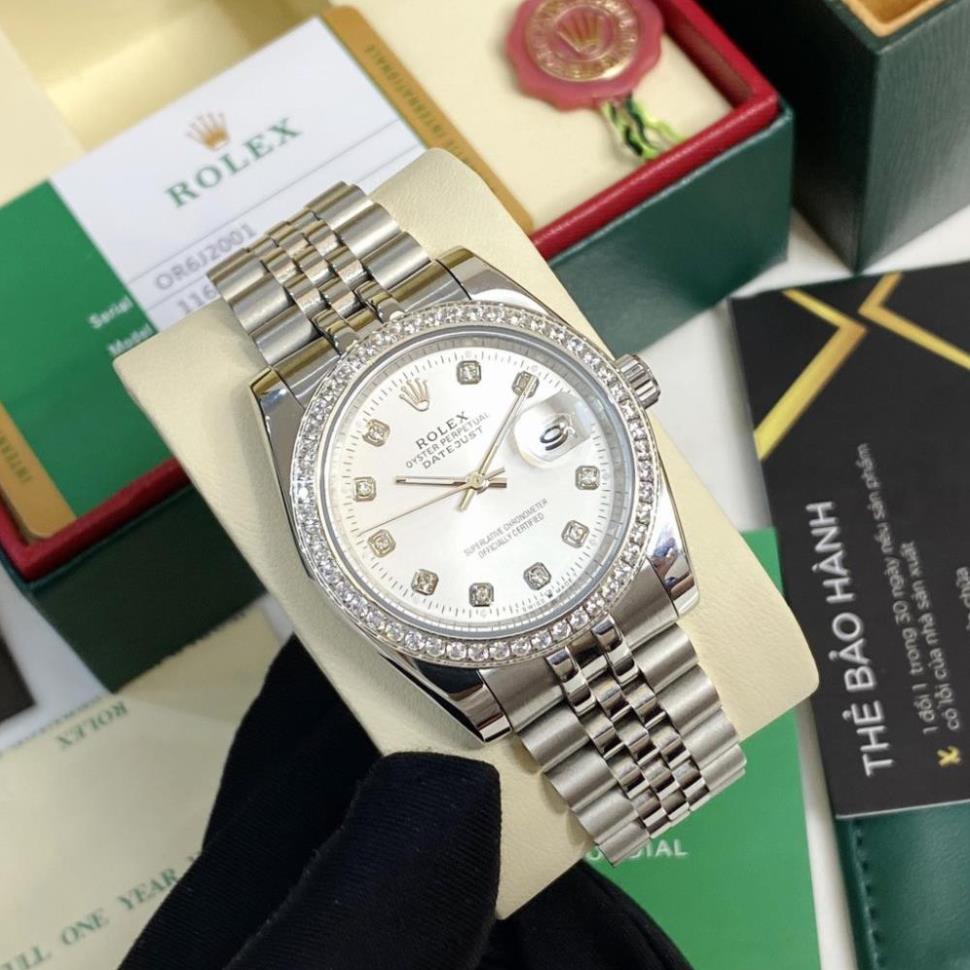 Đồng hồ nam Rolex mặt tròn đính viền đá máy cơ automatic dây kim loại cao cấp DH560 phukien62 | BigBuy360 - bigbuy360.vn