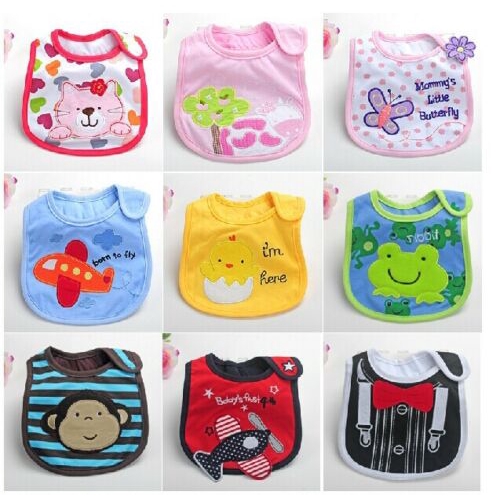 Mới Yếm Ăn Cotton 3 Lớp Chống Thấm Nước Họa Tiết Hoạt Hình Dễ Thương Cho Bé