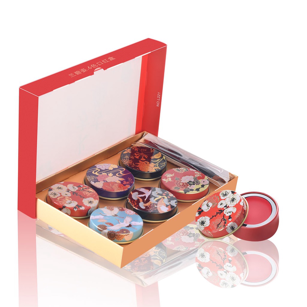 Set 6 Son Môi Phong Cách Trung Hoa Cổ Điển Kèm Cọ # L221
