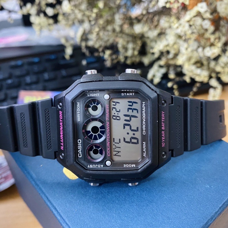 Đồng hồ nam dây nhựa Casio chính hãng Anh Khuê AE-1300WH-1A2VDF