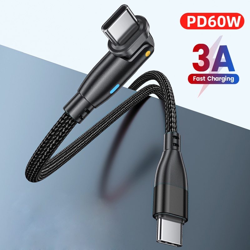 180° Dây Cáp Sạc Nhanh Type C Sang USB Type C 60W 3A 4.0 Cho Điện Thoại / Laptop