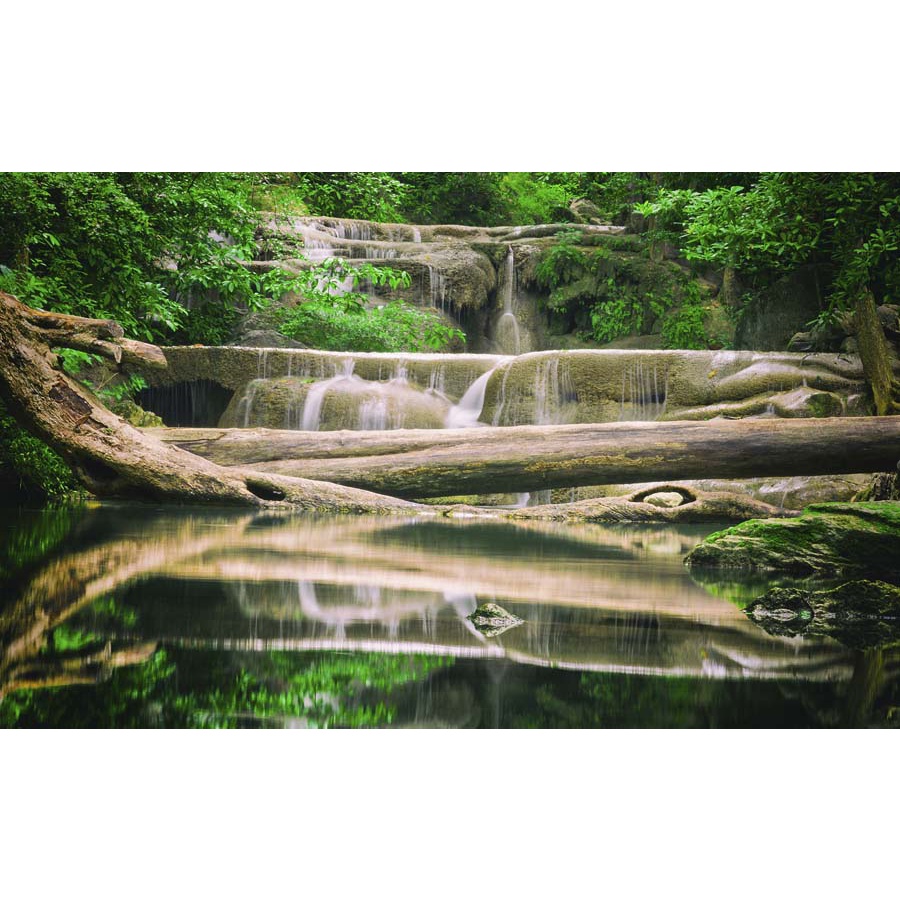 Tranh dán tường phong cảnh thác nước chảy êm đềm vải chống thấm nước, không lo phai màu