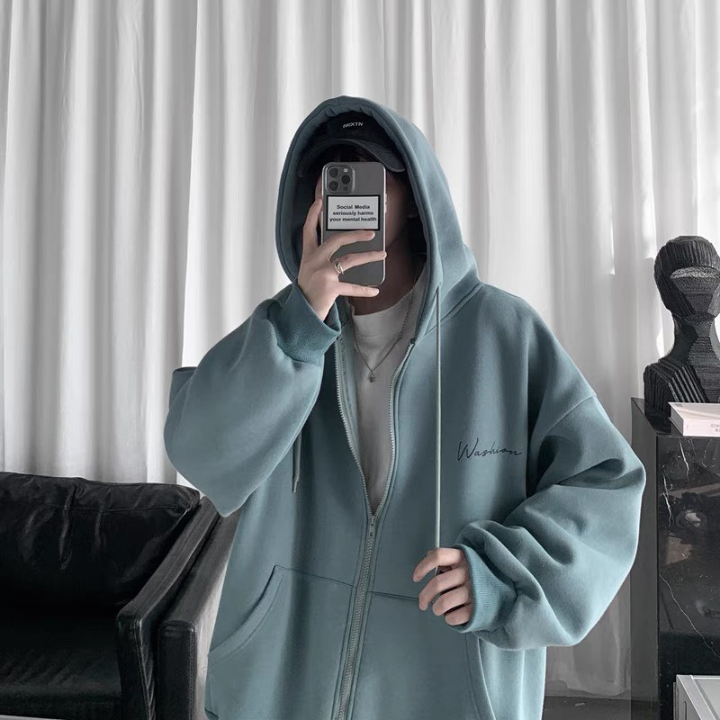 ÁO KHOÁC NỈ HOODIE DÂY KÉO CÓ NÓN TRÙM ĐẦU CHỮ KÝ SIÊU HOT