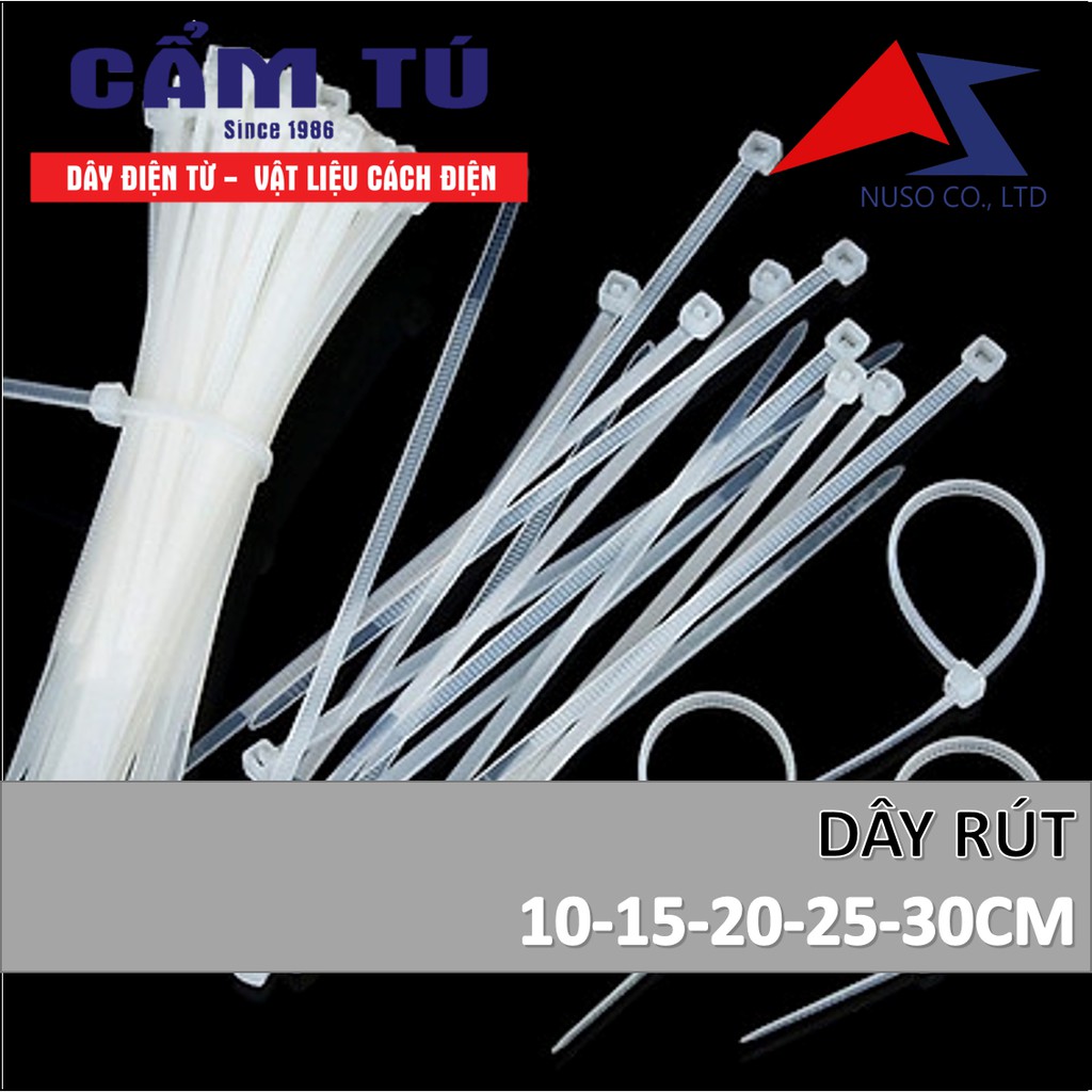 Dây rút nhựa đen & trắng có đủ SIZE+NẤC / chất liệu nhựa polime dẻo dai, bền bỉ chịu lực & chịu nhiệt 10-15-20-25-30 cm