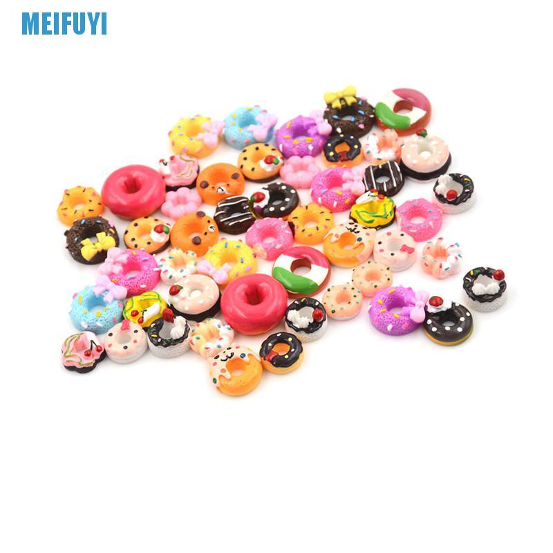 Set 10 mô hình bằng nhựa kiểu bánh donut dễ thương để trang trí nhà búp bê 439v