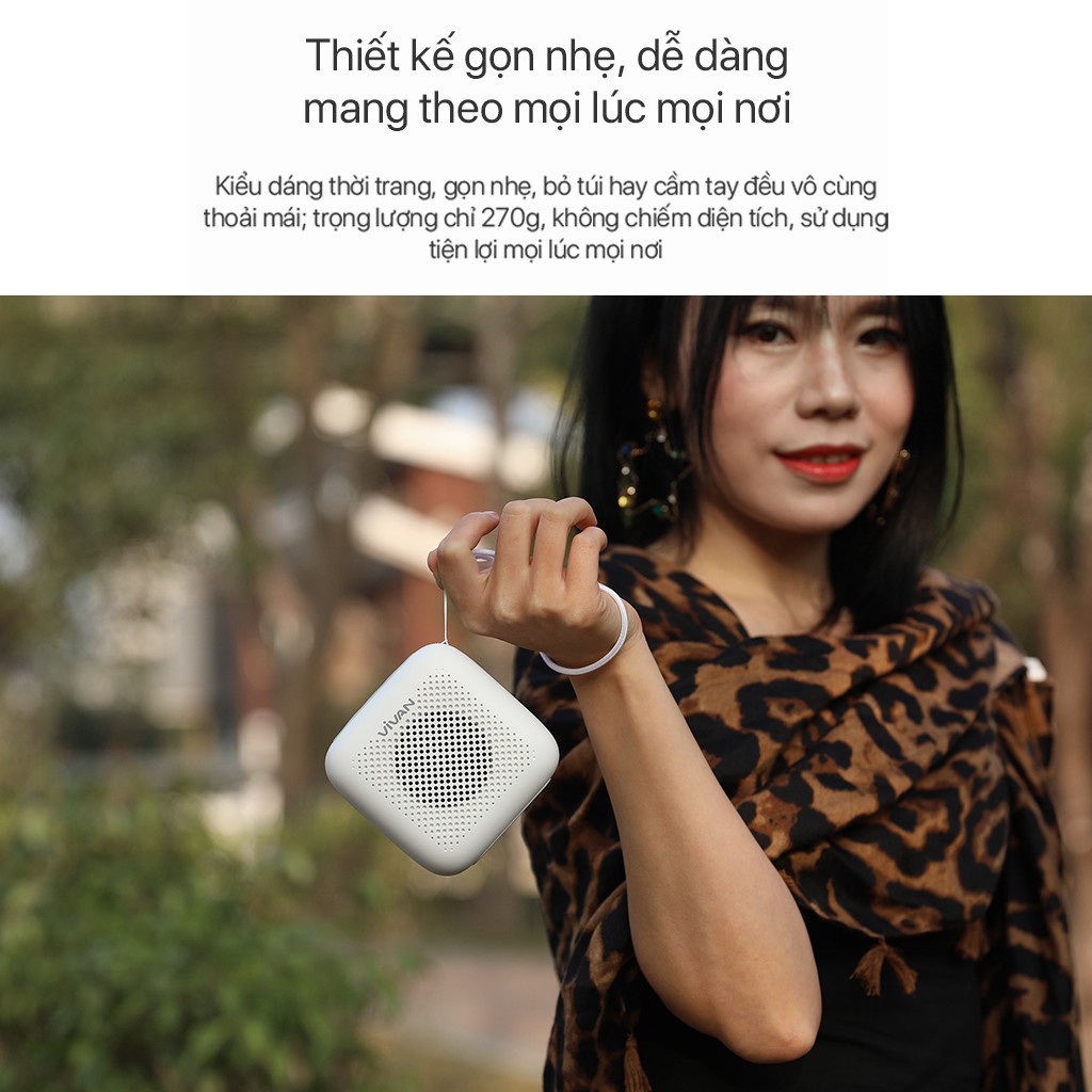 Loa TWS Bluetooth 5.0 VIVAN VS1 Chính Hãng Chất Âm Tốt Bass Mạnh Chống Nước IPX5 5W Thời Lượng Pin Dài Đến 10H
