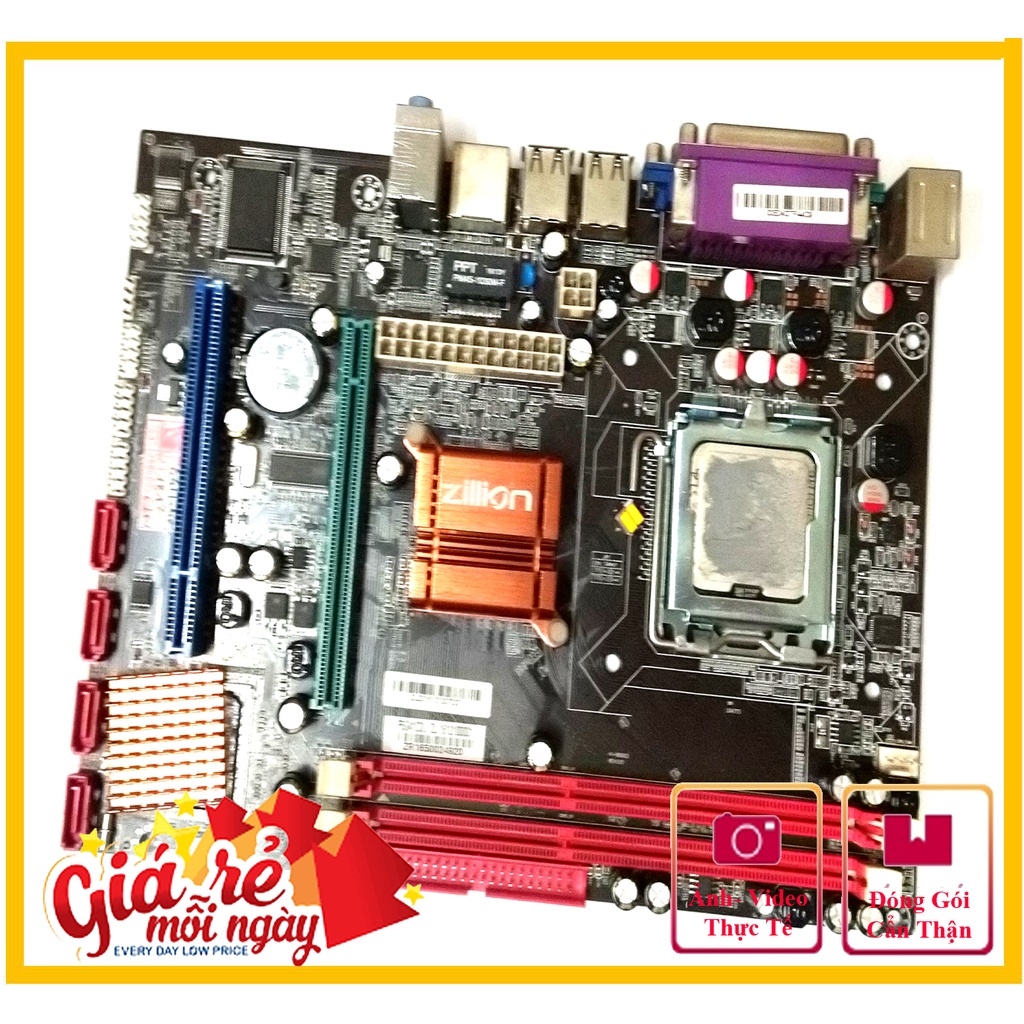 Combo Main G41 DDR3 socket 775 cổng LPT Parallel song song+ Chip E5300+ Quạt+ Keo gói tản nhiệt CPU