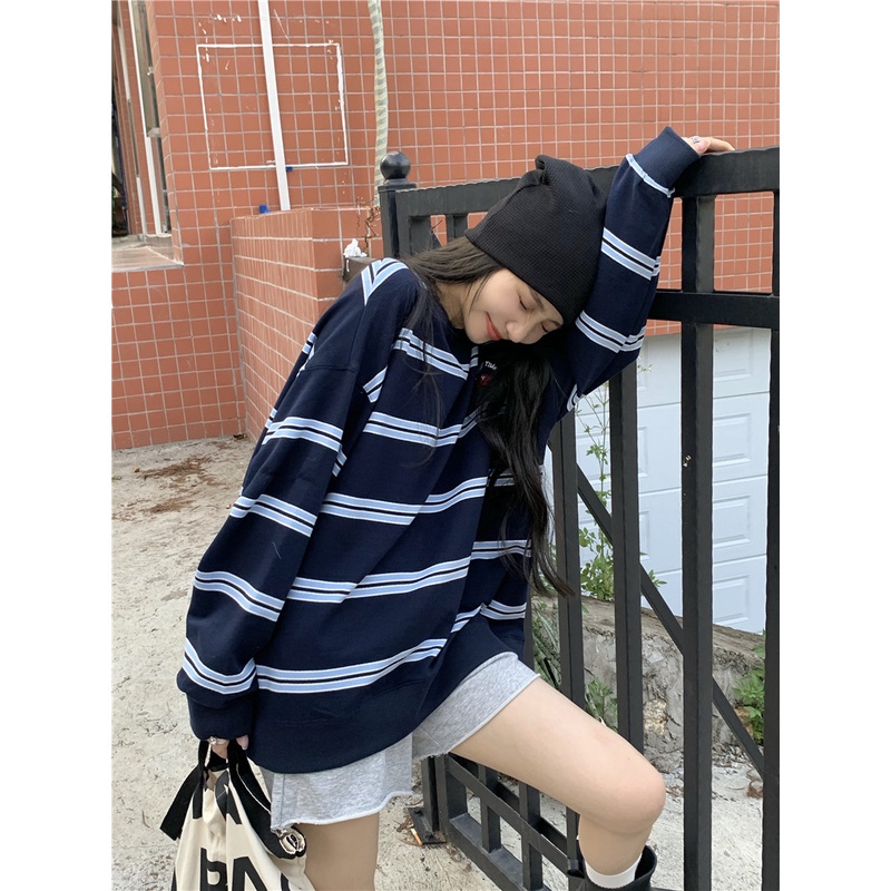 Áo Thun Nữ Tay Dài Kẻ Sọc Thời Trang Hàn Quốc | BigBuy360 - bigbuy360.vn