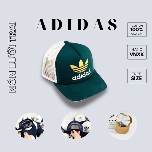 Nón lưỡi trai Adidas chất mút phối lưới Hàn Quốc cao cấp, nón kết thể thao mã B1B83 màu trắng xám đen