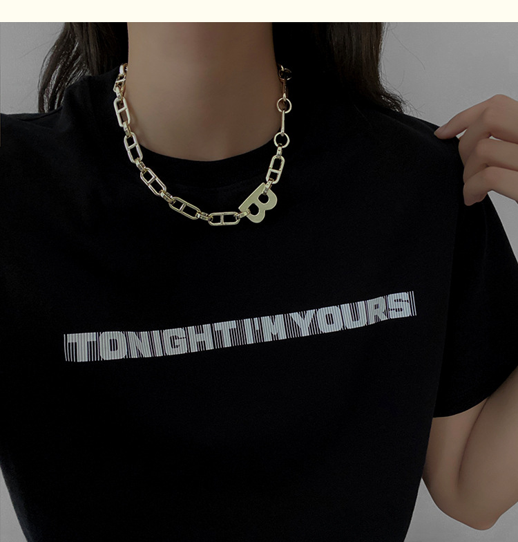 Dây Chuyền Kim Loại Mặt Chữ B Thời Trang Cá Tính Cho Nữ