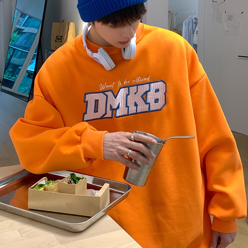 Áo khoác hoodie AOKANG không tay dáng rộng in chữ màu cam thời trang xuân thu dành cho nam