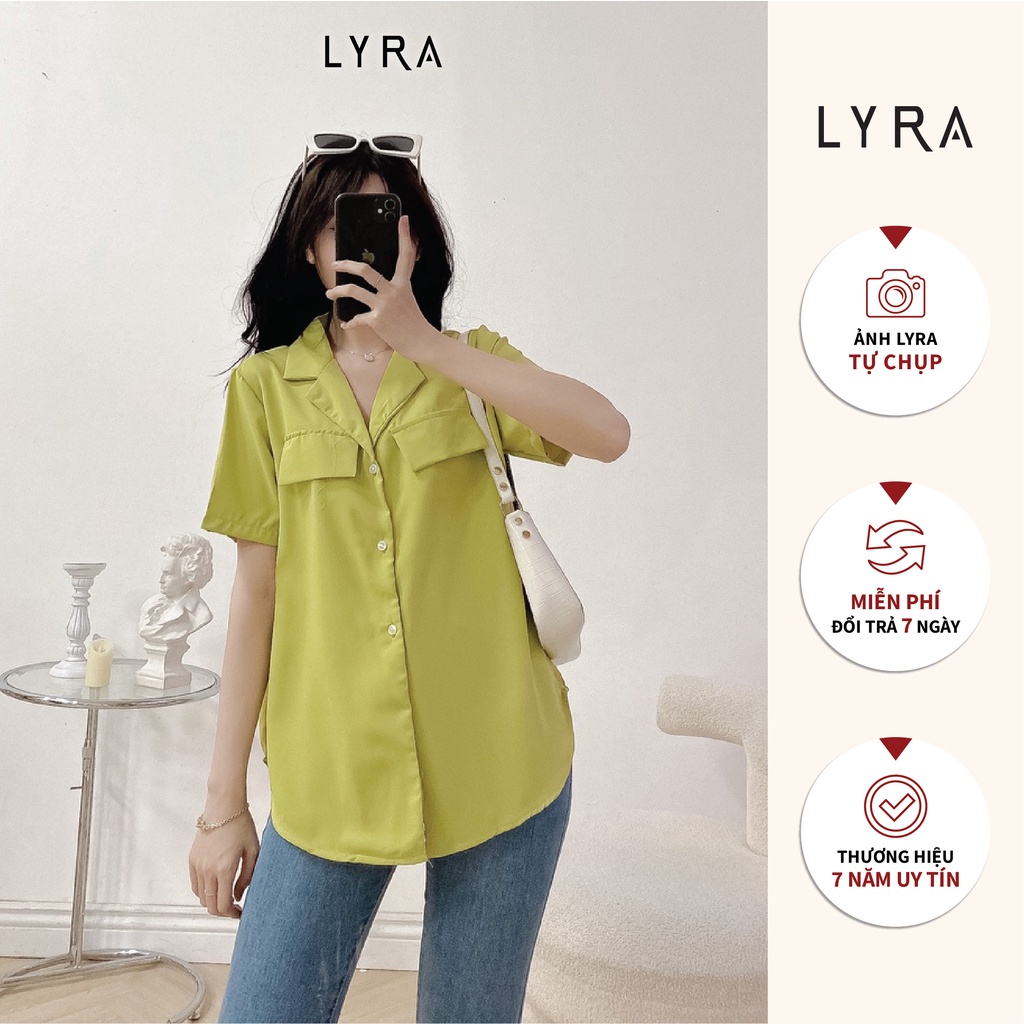 Áo sơ mi cổ vest LYRA dáng cộc tay nắp túi giả lịch sự - VSYAS0075