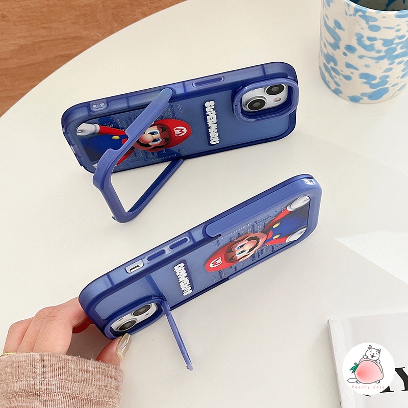 Ốp Điện Thoại TPU Dẻo Họa Tiết Hoạt Hình Super Mario Kèm Giá Đỡ Tàng Hình Cho iPhone 14 13 12 Pro Max 11 Xr Xs Max X