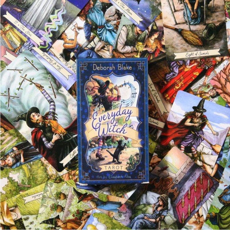 Bộ thẻ bài tarot 78 lá Everyday Witch bằng tiếng Anh thích hợp cho buổi họp mặt gia đình