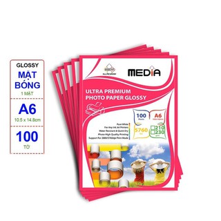 Giấy in ảnh Media 1 mặt bóng A6 - 230gsm ( 100 tờ )