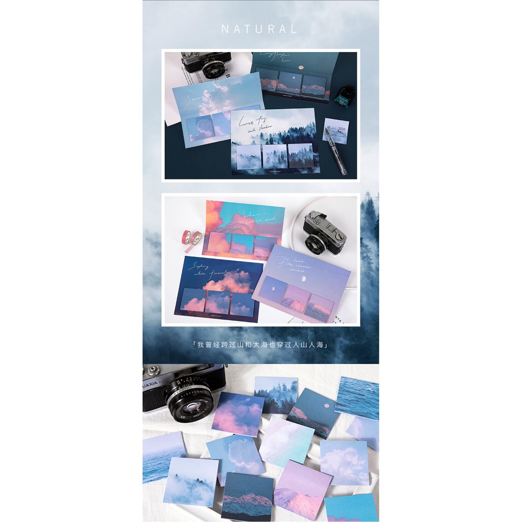 60 tờ giấy dán ghi chú hình bầu trời khu rừng sáng tạo cho trường học/văn phòng