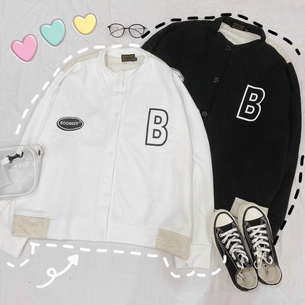 HOT Áo Khoác Nỉ Cadigan Bomber in Chữ B Lớn Kiểu Dáng Giản Dị Dễ Thương | BigBuy360 - bigbuy360.vn