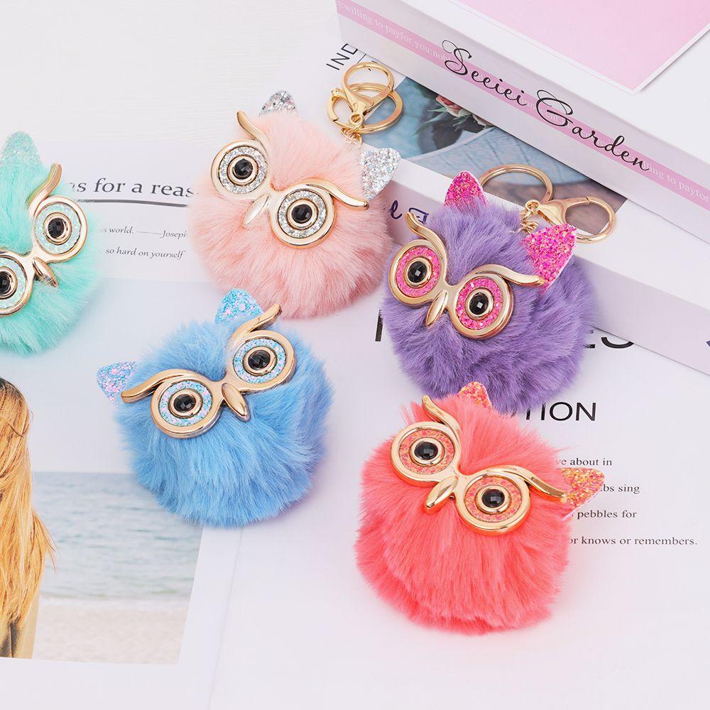 WONDER Móc Khóa Hình Cú Mắt To Đính Kim Sa Lấp Lánh