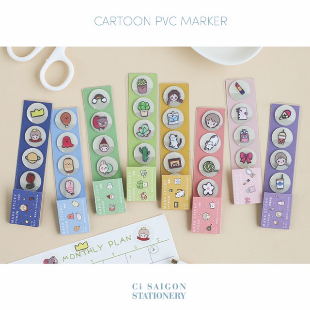 Hình dán đánh dấu trang hoạt hình - Cartoon pvc marker