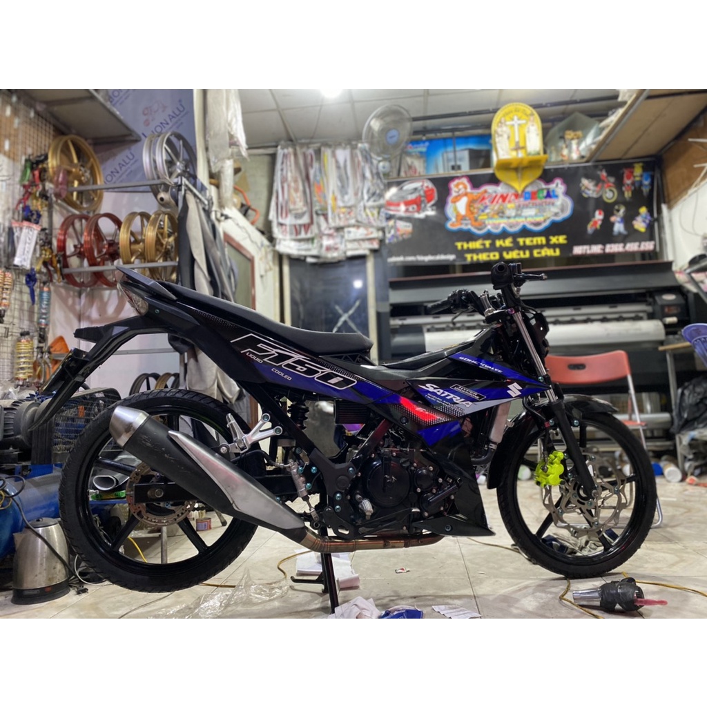 Tem Rời Satria mẫu zin màu đen xanh trắng xám