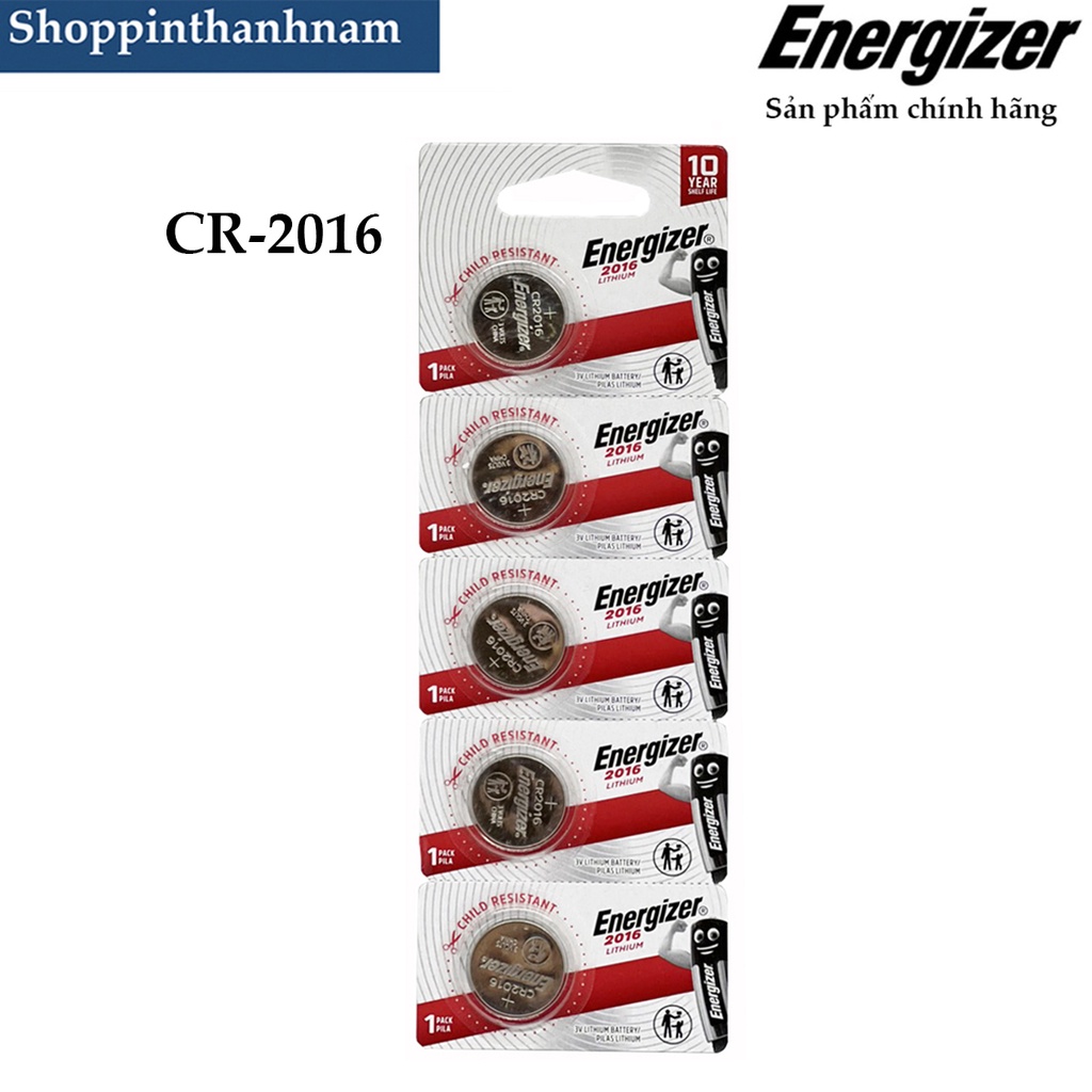 Vỉ 5 Viên Pin CR2016 Energizer 3V Chính Hãng