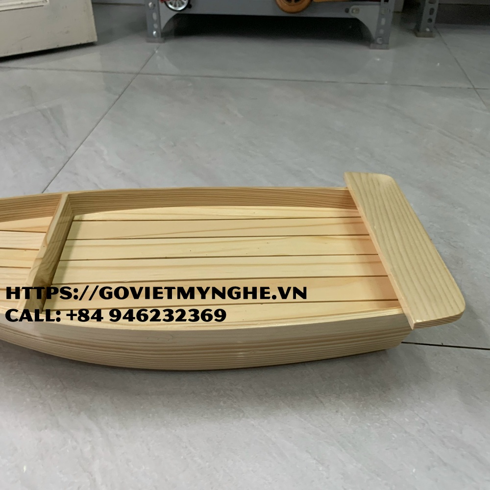 Khay gỗ sushi trang trí món ăn hải sản trang trí sushi trang trí sashimi thuyền gỗ sushi cho nhà hàng Nhật - Dài 48cm