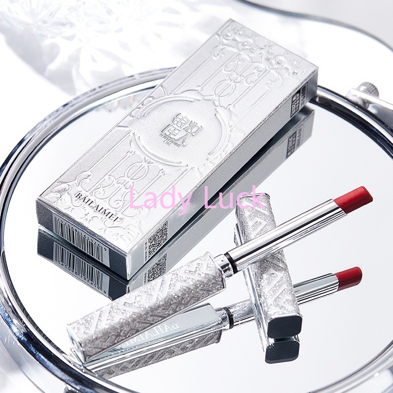 Son Môi Thỏi Nhỏ Màu Bạc Chất Son Mềm Mịn Không Dính Cốc Kháng Nước Dưỡng Ẩm Và Bền Màu