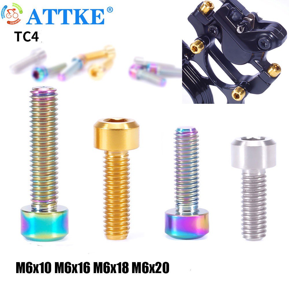 Bu lông cố định trục xe đạp hợp kim titan đầu hình nón nhiều màu sắc tùy chọn 10mm/ 16mm/ 18mm/ 20mm M6 tiện lợi