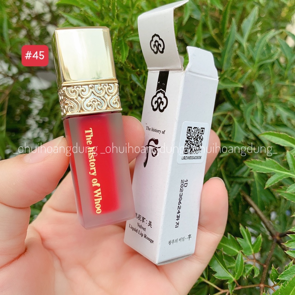 [Tách set không hộp] Son kem nhung lì Whoo GJH Mi Velvet Liquid Lip Rouge mini 2.3g