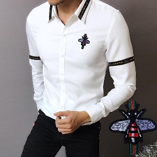 Áo Sơ Mi Nam Hàn Quốc Thêu Logo Con Ong Cao Cấp SM200 (Ảnh thật)