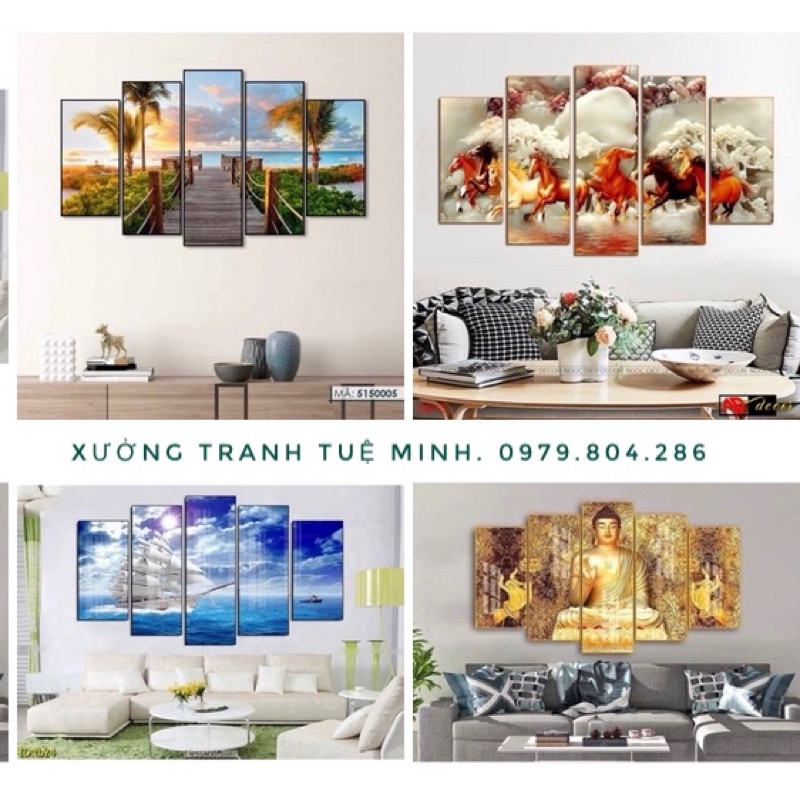 Bộ 5 Tranh Tráng Gương 3d Cao Cấp