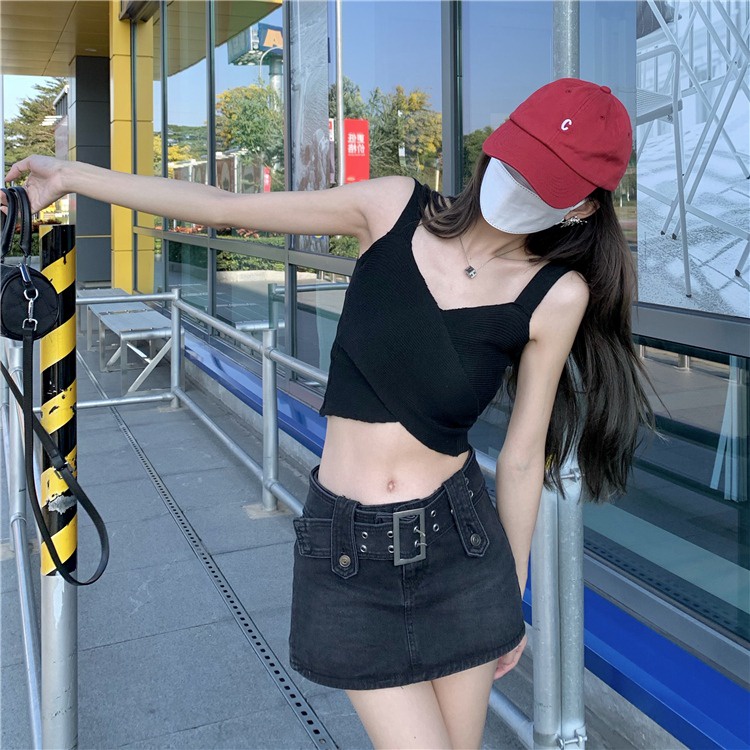 Áo croptop ZHELIHANGFEI hai dây cổ V thời trang cá tính dành cho nữ