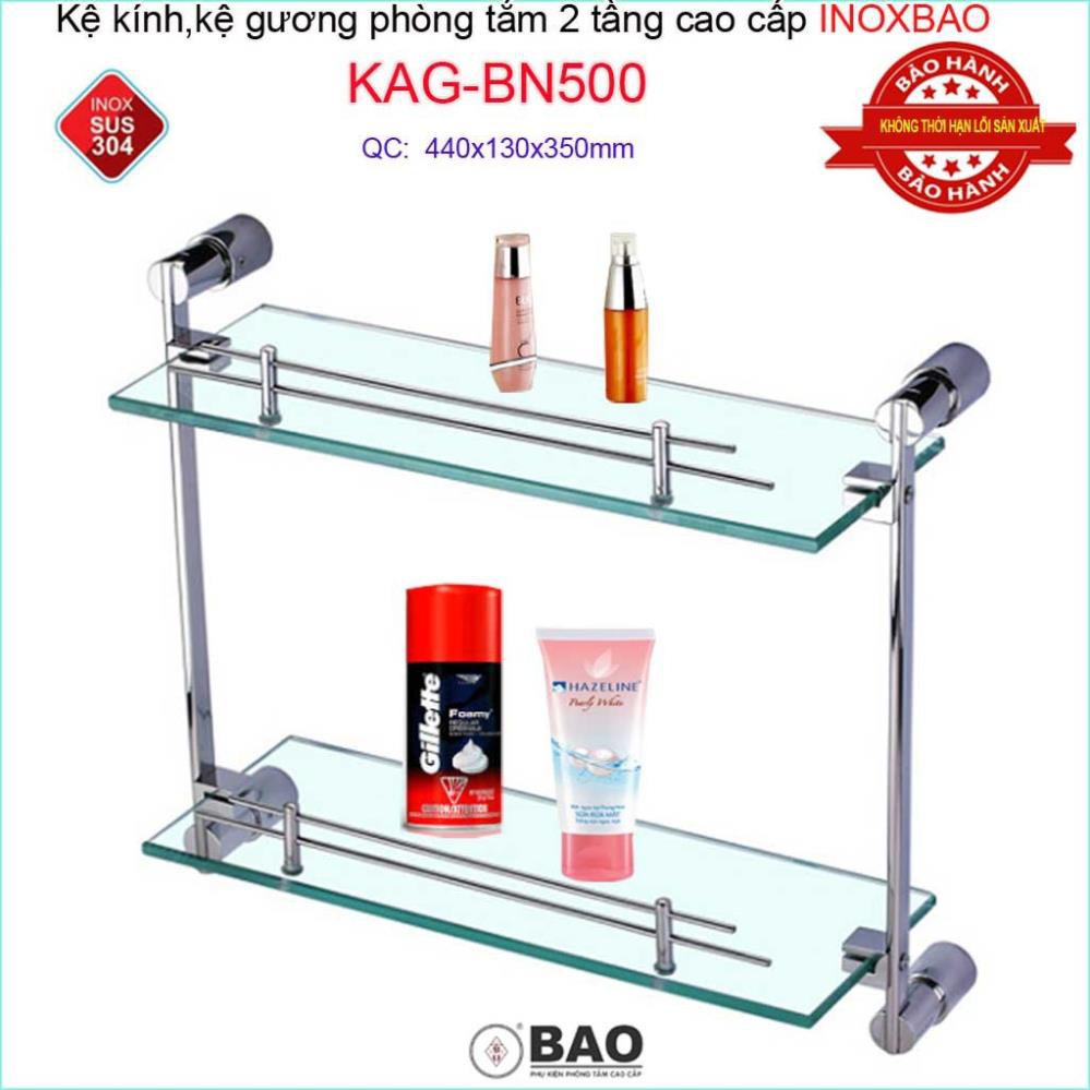 Kệ kính phòng tắm 2 tầng Inox Bảo KAG-BN500