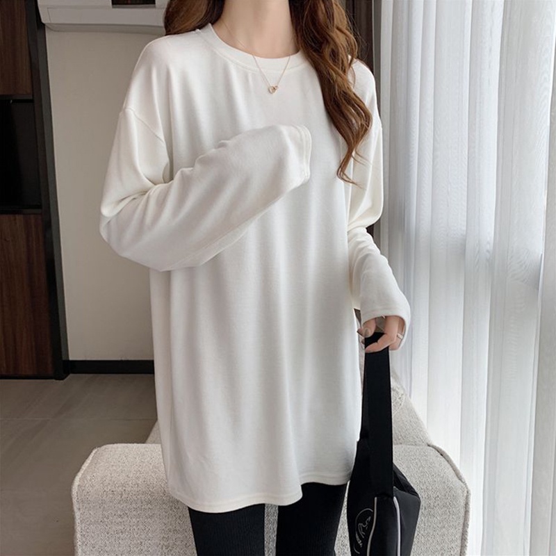 SUXI Áo Thun Tay Dài Màu Sắc Đơn Giản Thời Trang Thu Đông Cho Nữ