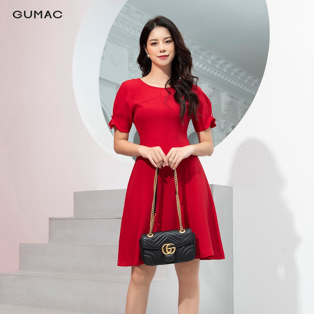 [Mã WAGU12 giảm 20% tối đa 50k đơn 150k] Đầm cúc tay trang trí GUMAC DA9247 | BigBuy360 - bigbuy360.vn