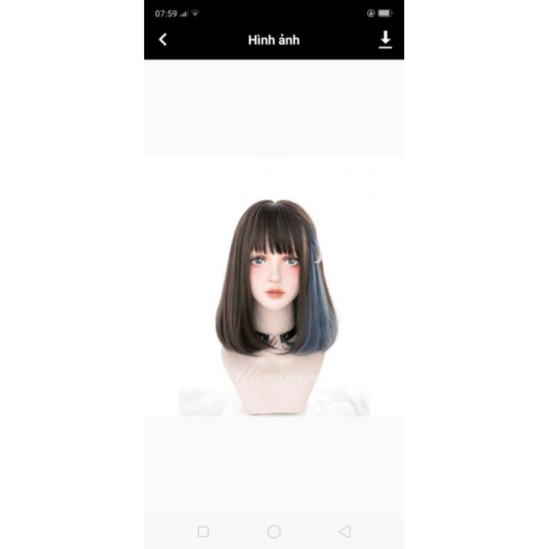 tóc giả nguyên đầu cúp ngắn phối line xanh dương 🥰FREESHIPMÃ H3161