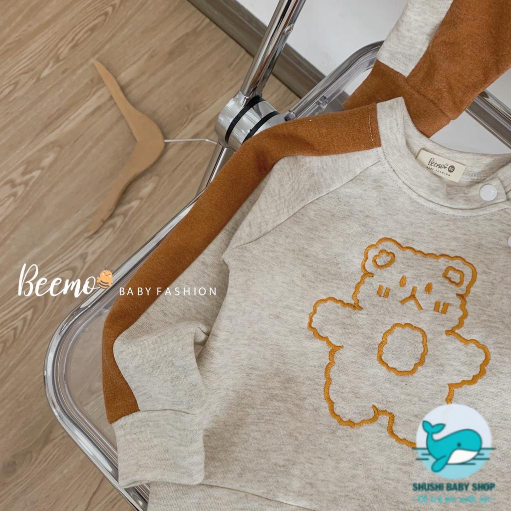 [Có sẵn] [Ảnh thật] Bộ Nỉ Cotton Bé Trai Bé Gái Thêu Gấu Hàn Quốc Beemo Cực Ngầu