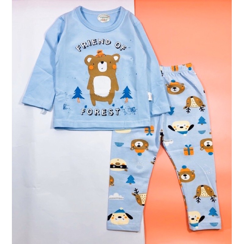 Bộ cotton xuất Hàn loại dài tay mặc thu đông chất liệu cotton siêu mềm cho bé từ 8kg đến 16kg