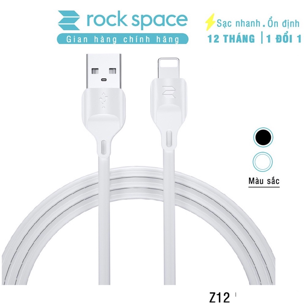 Dây Cáp Sạc Iphone RockSpace Z12,sạc nhanh ổn định không nóng máy độ dài 1m bảo hành 12 tháng 1 đổi 1
