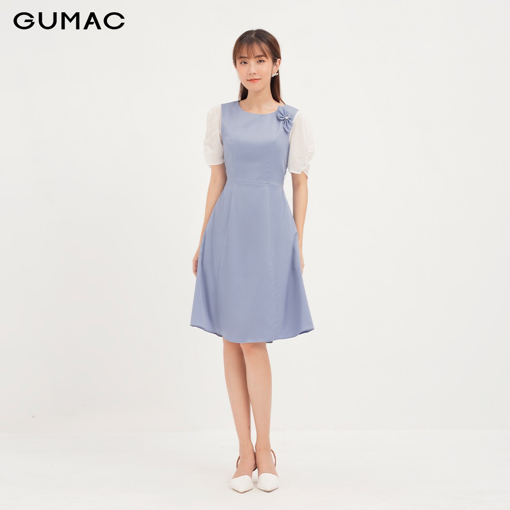 Đầm ôm nữ tay nhún phụ kiện GUMAC DA1214 | BigBuy360 - bigbuy360.vn