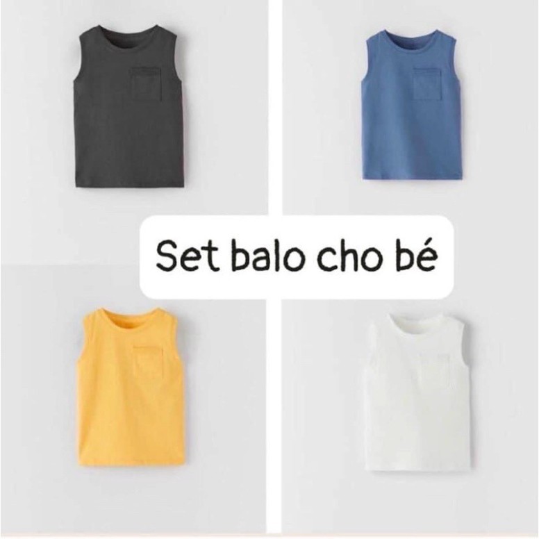 SET 4 ÁO BA LỖ BT 4 MÀU  COTON TÚI NGỰC CHO BÉ TRAI