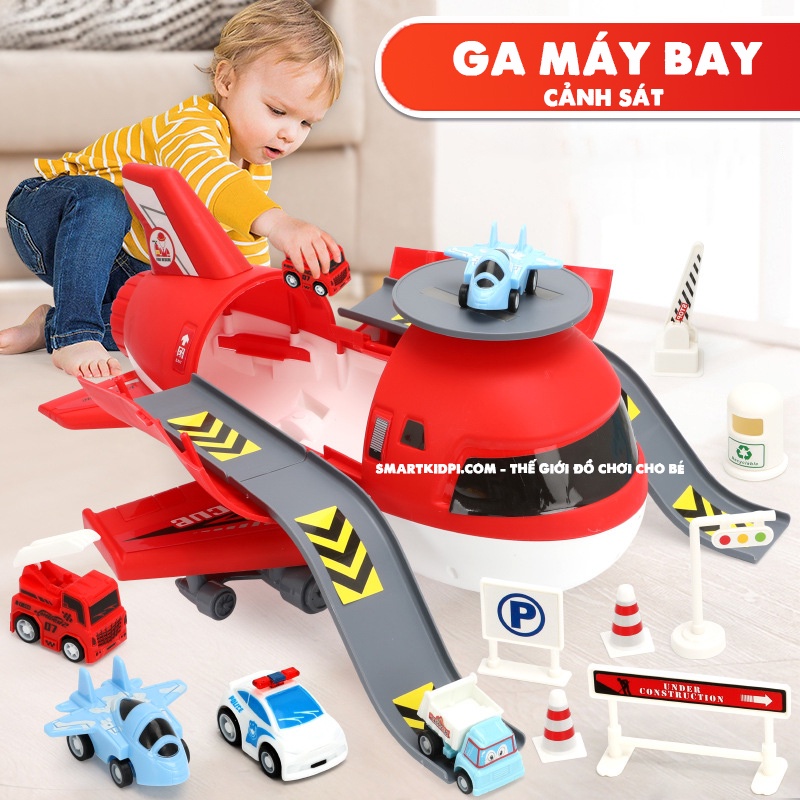 - Bộ đồ chơi máy bay chứa các bộ xe cảnh sát_công trình_cứu hỏa bằng cho bé